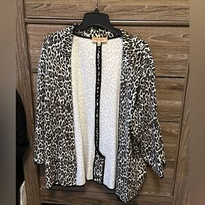 Philosophy Black and White Blazer with Bold Animal Print